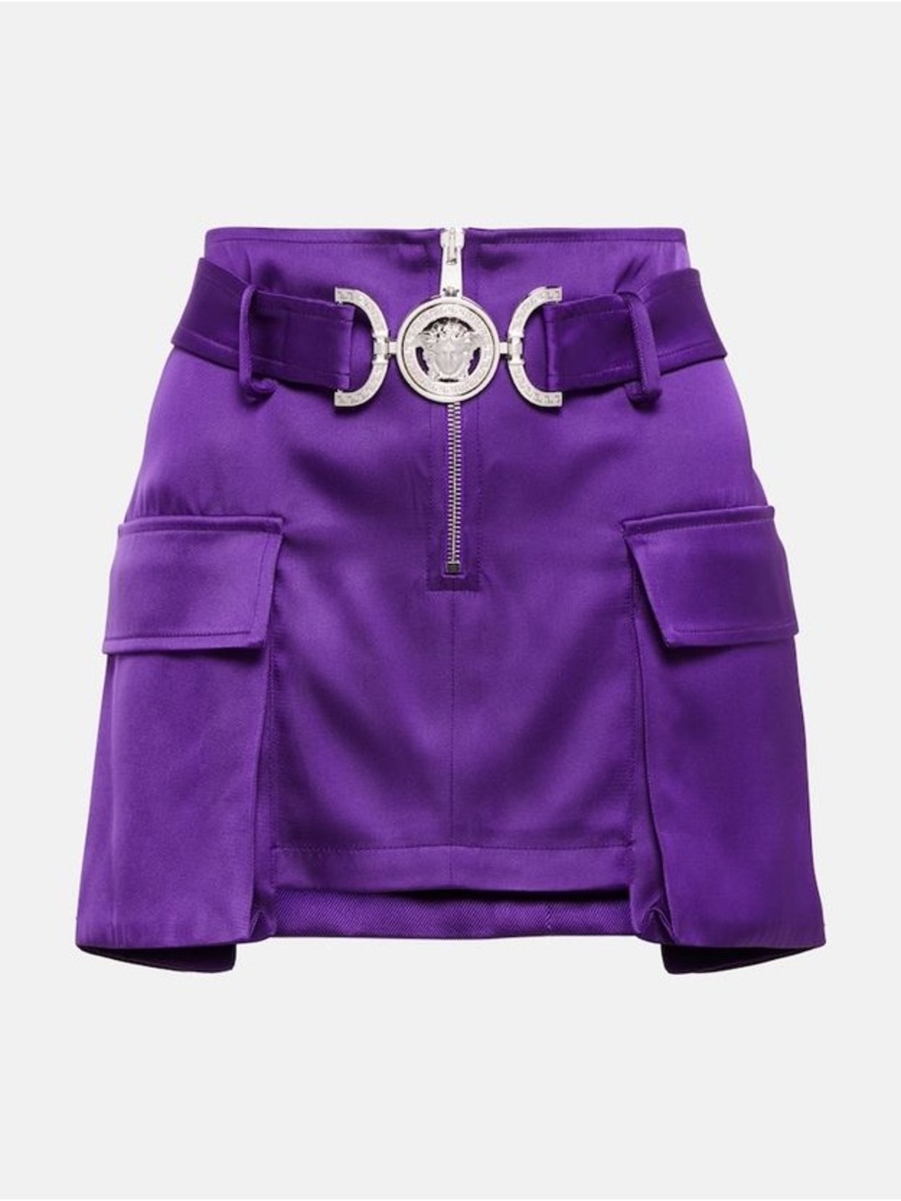 Versace Violet Cargo Shorts with Gold Medusa Buckle